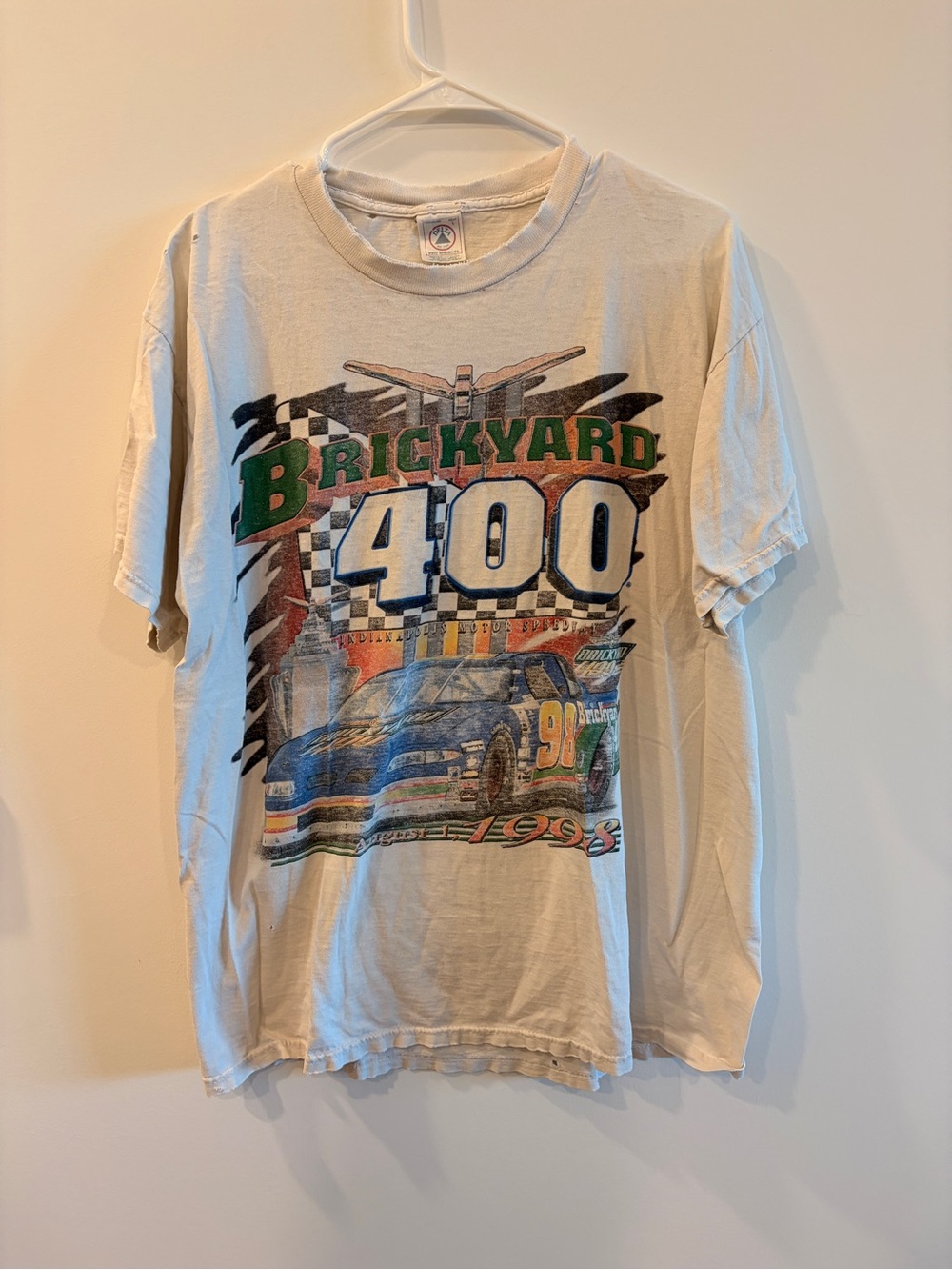 Delta Cream Graphic Crewneck Tee with Multicolor Print